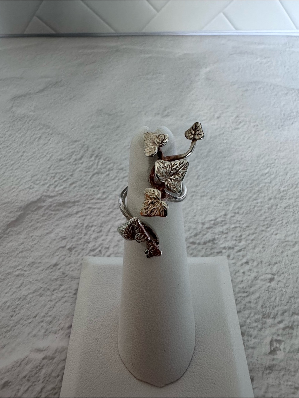 Elegant Silver Leaf Wrap Ring - Silver